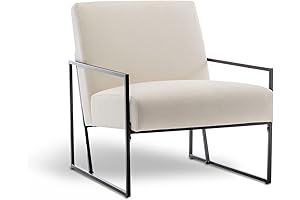 Accent Chair - Upholstered Low Profile Fabric Modern Chair with Layered Foam...