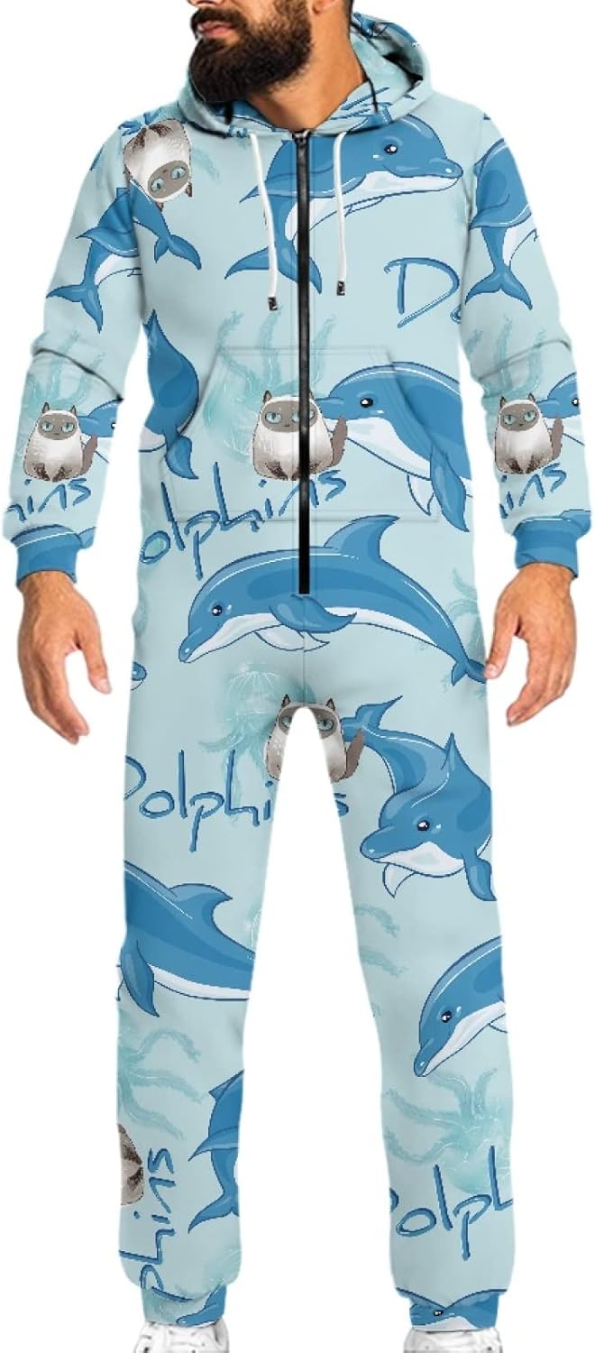 Galaxy Men Women Romper Onesies Long Sleeve Bodysuits, One Piece Jumpsuit Tracksuit, Hooded Sweatpants Jogging Suit