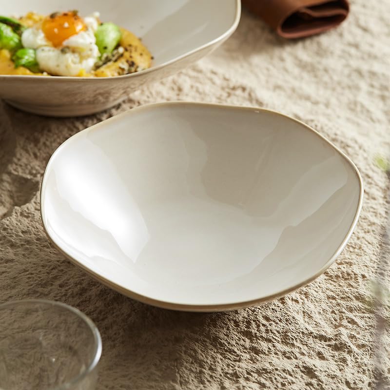 Miski do zupy ceramiczna miska ramen domowa miska do zupy beżowa miska śniadaniowa nadaje się do zupy, makaronu, makaronu, obiadu miski (S)