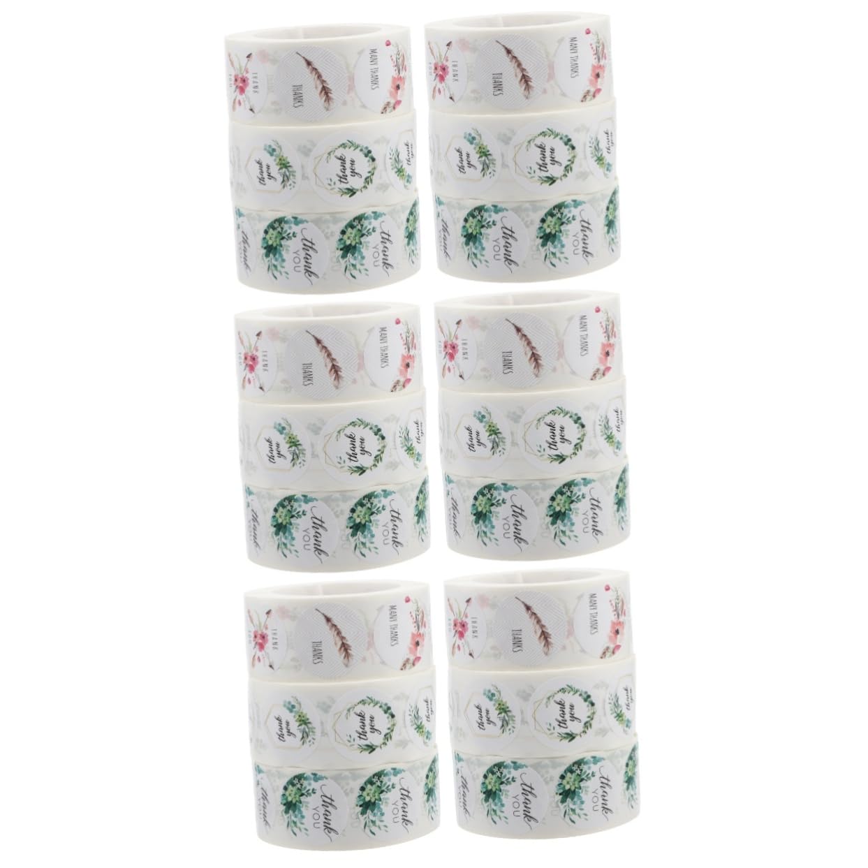 TEHAUX 18rotoli Adesivi Ringraziamento Con Motivo Floreale Etichette Adesive Per Compleanni Matrimoni e Festeggiamenti Decorazioni Autoadesive Per Buste e Regali