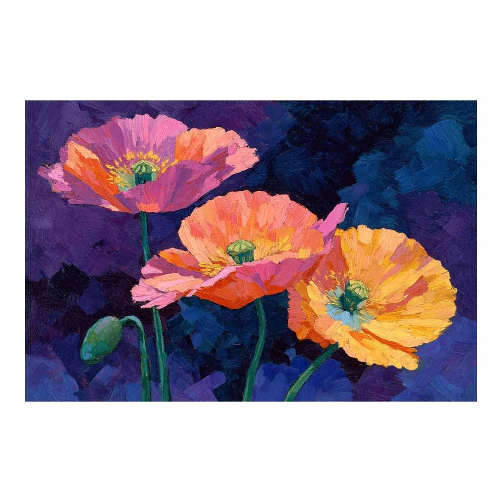 Xeniou Multicolor Flowers Canvas Vibrantes Poppy Flower Art Canvas Wall Art, For Bathroom Living Room Bedroom Office Kitchen(Multicolor)-80X120cm Unframed