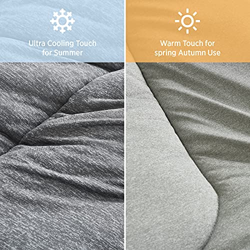 Bedsure Twin Extra Long Bed Comforter Set - Twin XL Comforter, Twin Bedding Sets, Soft Bed Set Twin, 2 Pieces All Season Dual Side Warm Cooling Comforter with 1 Pillow Sham (Dark Grey, 68x88'')