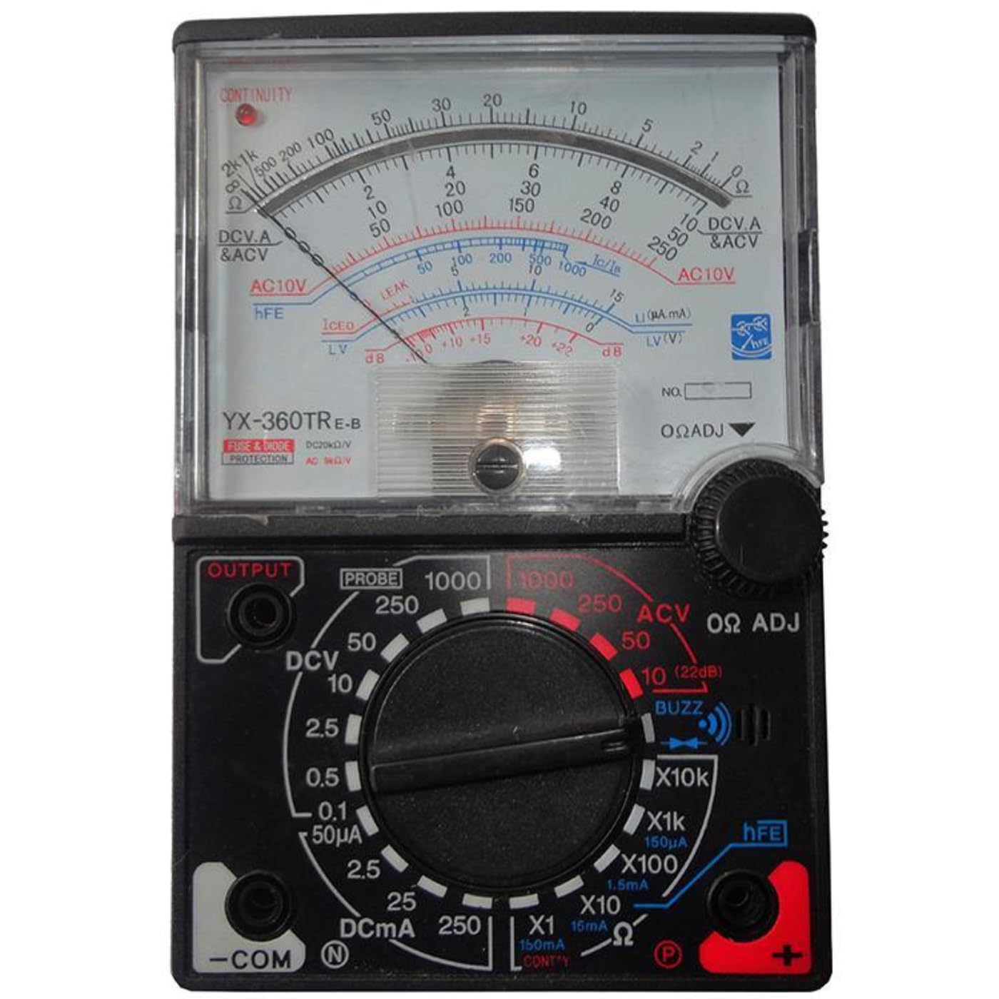 Robocraze YX-3600TREB Analog Multimeter | Analog Voltage, Current & Resistance Tester | Mirror Scale Display | Built-in Buzzer & LED Indicator | Reliable Tool for Electronics & Troubleshooting-image-1
