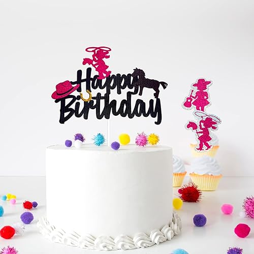 Miniatura 7 de Decoración de pastel de vaquera con purpurina para baby shower, decoración de fiesta de vaquera para cumpleaños de niña, decoración de fiesta de