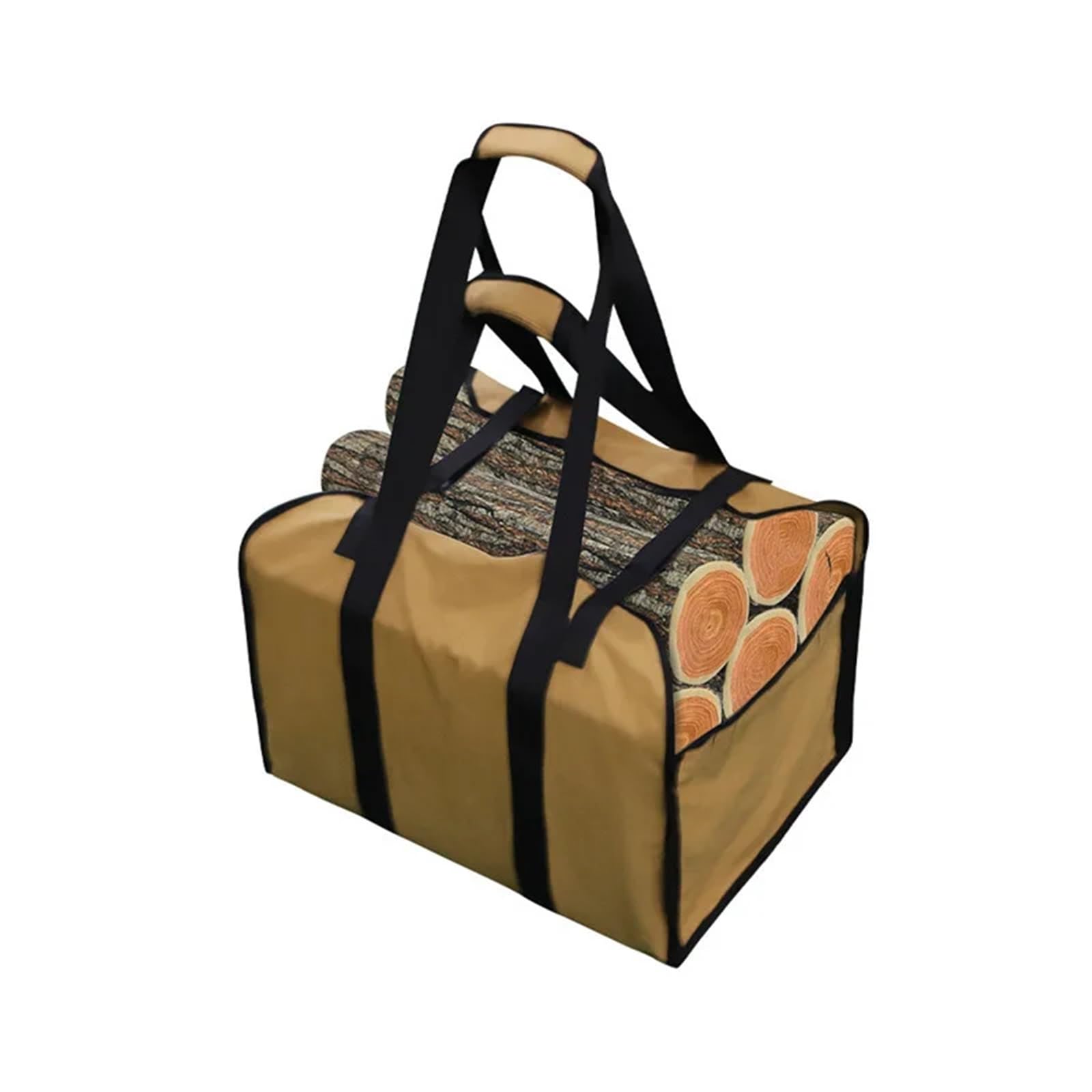 VAYEODEYU Firewood Storage Canvas Log Tote Bag with Handles Security Strap Multicolor(Khaki)