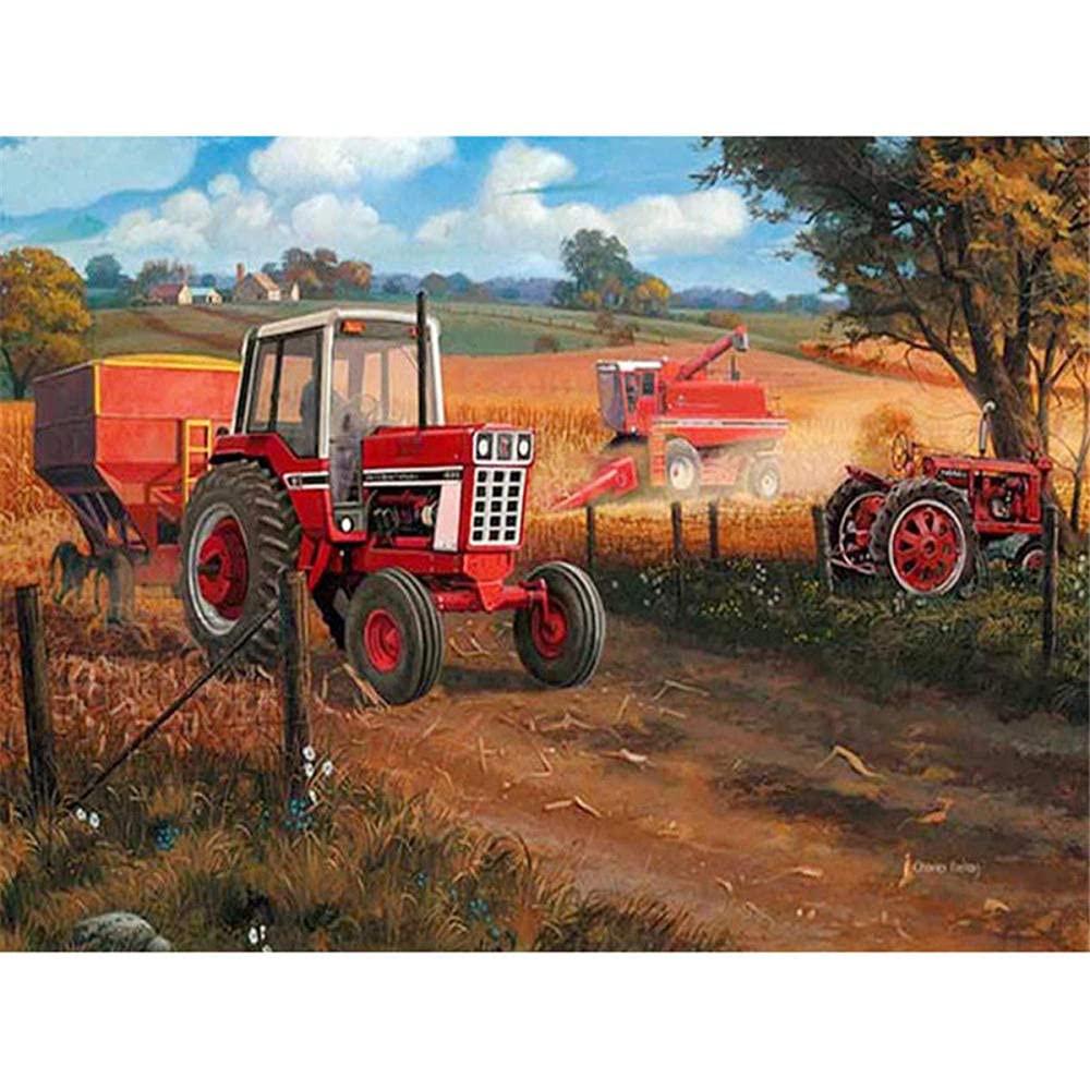 ZHXXFD Diamond Painting Kits for Adults Kids,Full Round Drill Diamond Painting Farm Red Tractor 40X60 Large 5D Diamond Art Cross Stitch Embroidery Crystal Gifts Wall Art — image 1