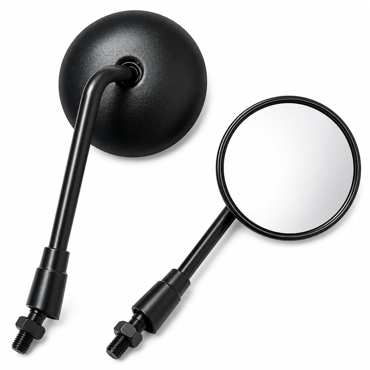 Round Bike Rear View Mirrors for RE Scrambler 400X Classic 350 (BLACK) | Compatible with Speed 400, Scrambler 400X, Classic 350, Hunter 350. Clear rear view, sturdy metal body.-image-10