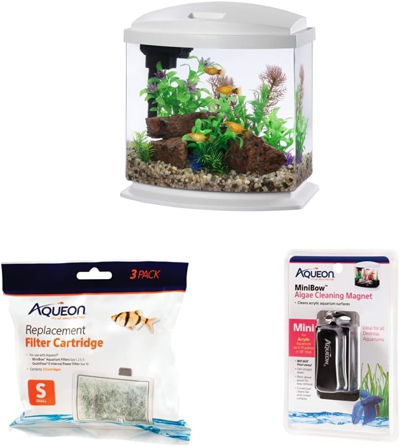 Aqueon LED MiniBow Aquarium Kit, White, 2.5 Gallon Bundle