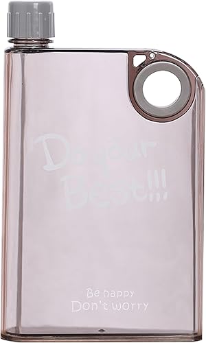 Lizbin Botella de agua plana, Botella de agua transparente reutilizable Botella de agua deportiva, Lindas botellas de agua Botella de agua delgada,