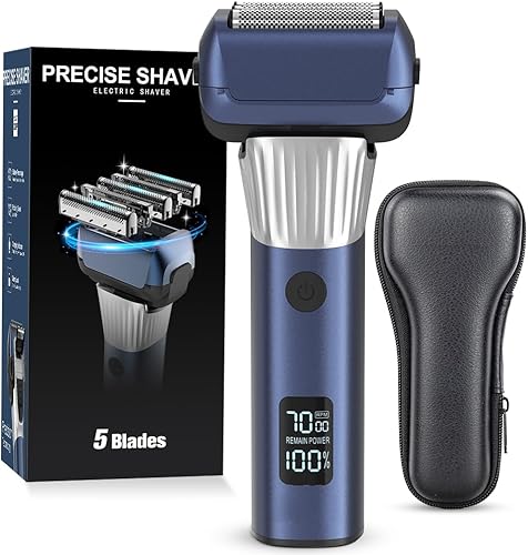 Afeitadora eléctrica de aluminio para hombre con 5 cuchillas, afeitadora eléctrica para hombres, afeitadora inalámbrica en seco y húmedo con