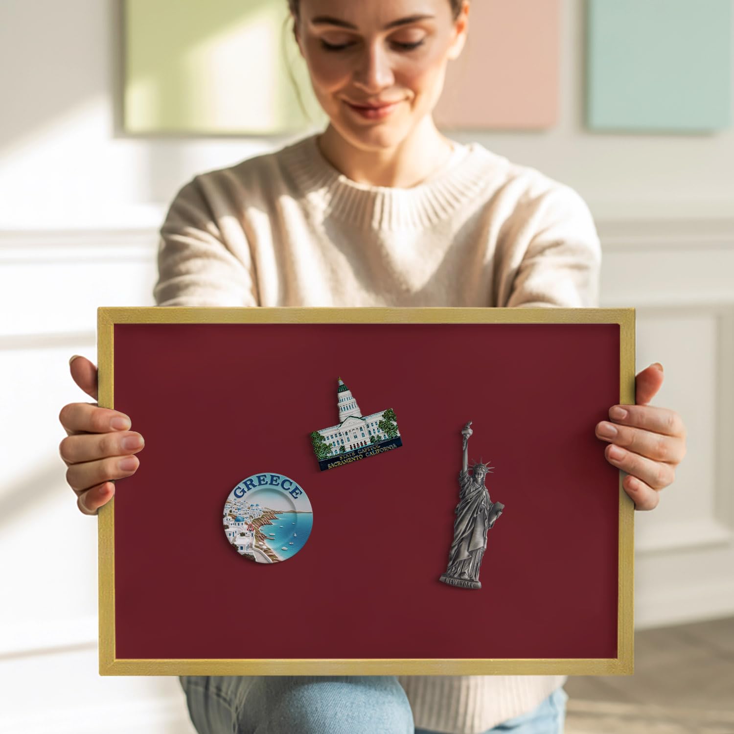 Tulup Bacheca Magnetica 80x60 cm – Design Minimal & Moderno – Decorazione da Parete – Accessorio d’Arredo per Interni – Scrivania Creativa – Mood Board –Burgunder Farbe