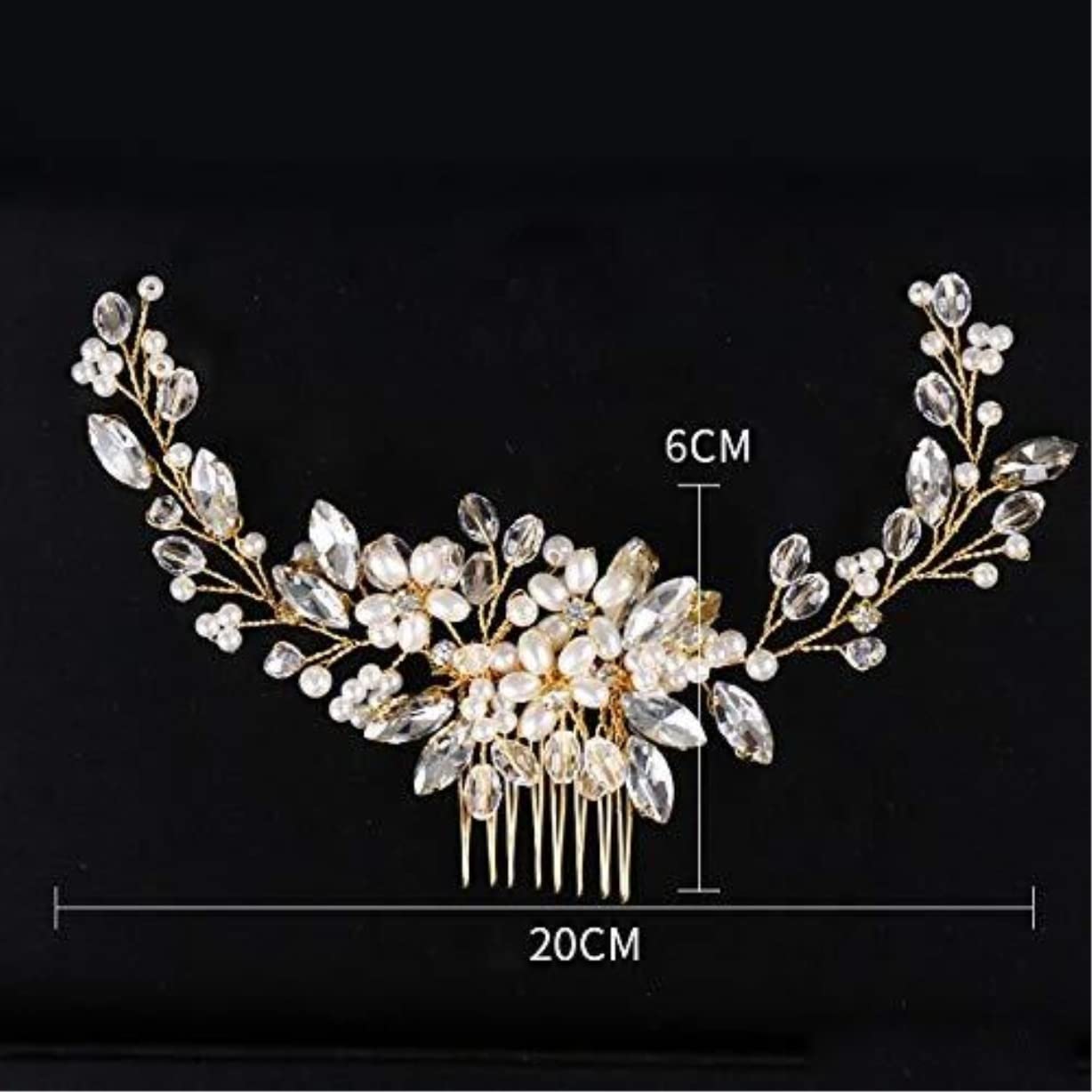 Grzebień do Włosów Biżuteria korona dla kobiet kryształowe grzebienie do włosów Rhinestone Pearl grzebień do włosów dla nowożeńców kobiety biżuteria do włosów ślub Ozdób do Włosów(Gold)