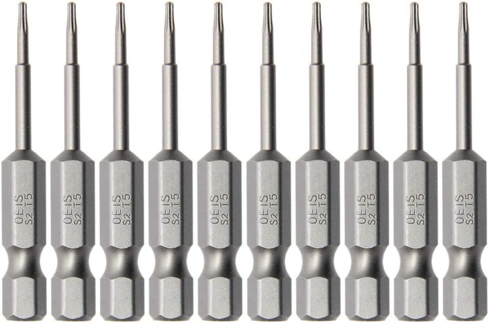 Utoolmart Torx Screwdriver Bits, T25 Magnetic Torx Head Screw Driver Bit, with 1/4 Inch Hex Shank, 50mm Length S2 Steel Screw Driver Kit Tools, for Repair Work, 10 Pcs