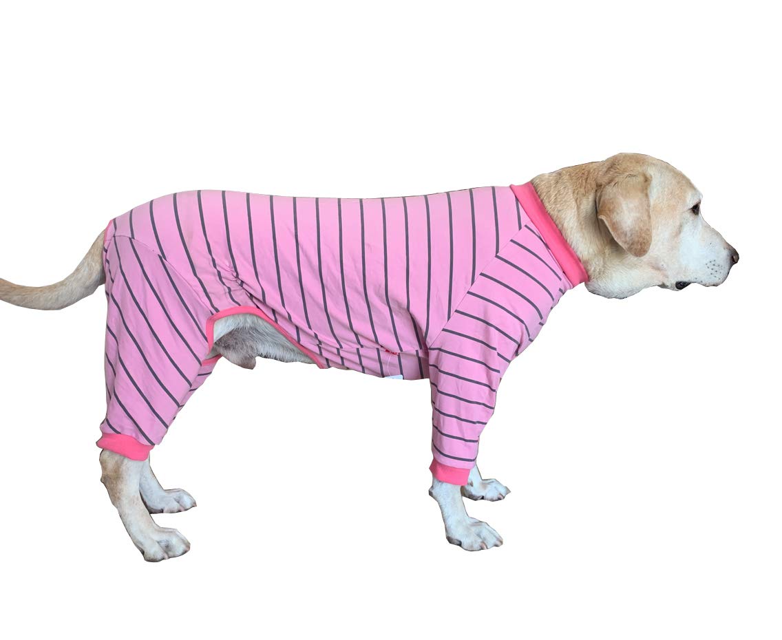 BT Bear Ropa de perro grande, elástica clásica a rayas para mascotas protege las articulaciones anti-pelo de cuatro patas pijama perro mono para perros medianos y grandes perros Labrador (rosa)
