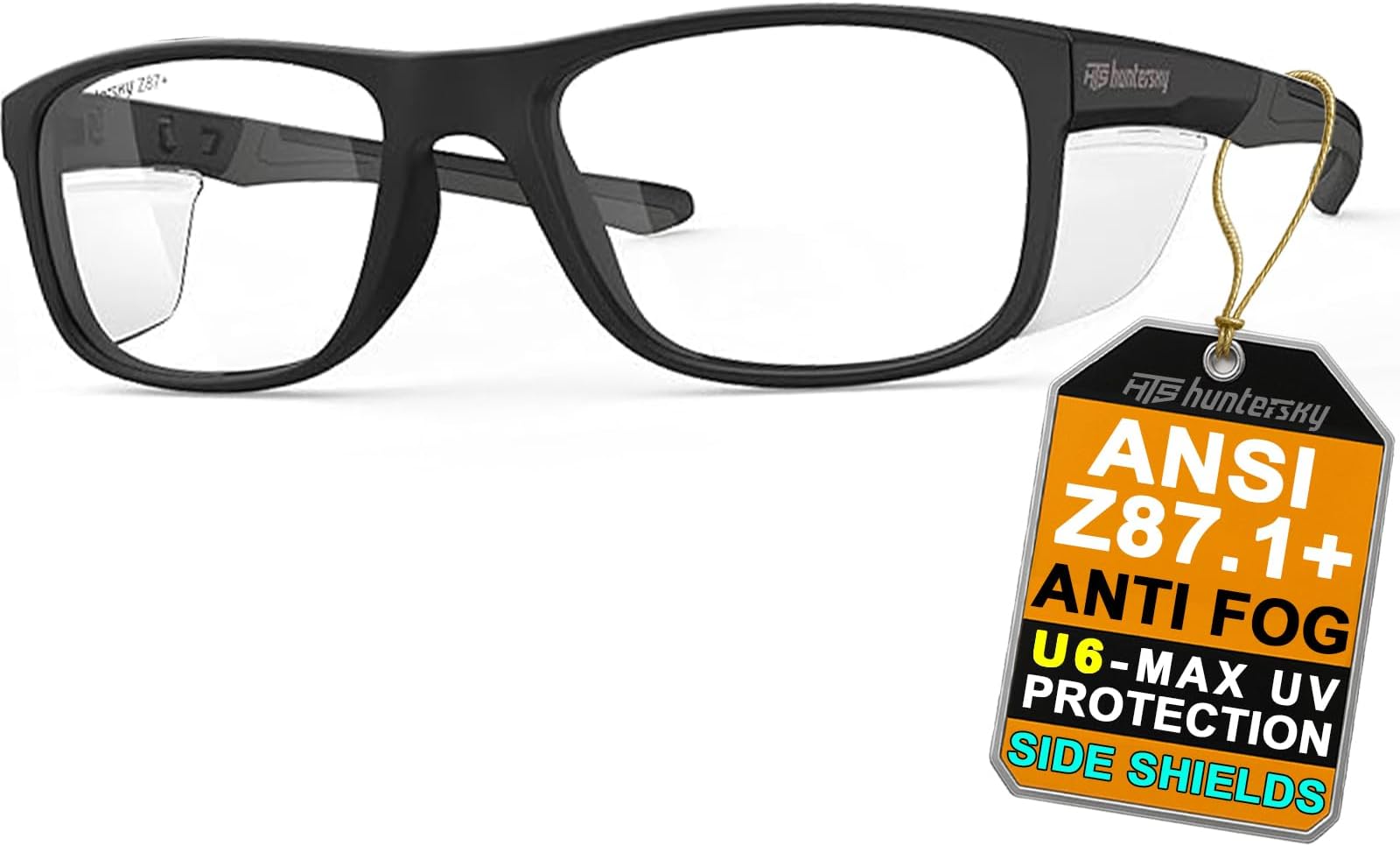 H T S HUNTERSKY Fashion Safety Glasses Women Men with Side Shields ANSI Z87+ Performance Scratch Fog Resistant medical surgical work glasses Clear Lens