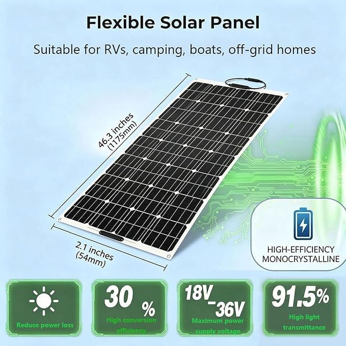 Panel Solar de 1000 Vatios 2 Pcs Kit de Panel Solar Flexible de 500W con Controlador de Carga, Paneles Fotovoltaicos Portátiles Monocristalinos