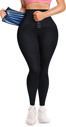 Miniatura 9 de SCARBORO Leggings de sauna para mujer, pantalones de sudor, entrenamiento de cintura alta, compresión adelgazante, pesas térmicas, traje de sauna,