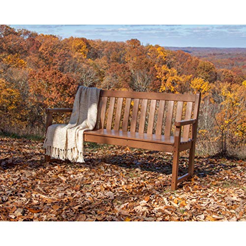 POLYWOOD Traditional Garden Bench, 3-Person, 48 Inch Wide, Outdoor Patio Bench, Composite Furniture for Porch, Dock, Slate Grey - Thumbnail 4