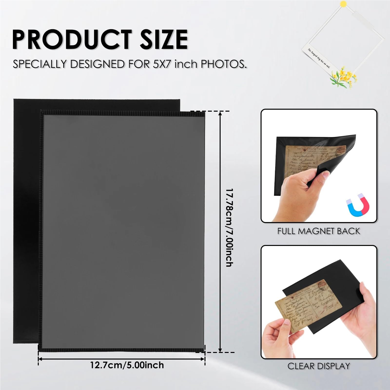 magnetyczne ramki na zdjęcia do lodówki, Wielokrotnego użytku uchwyt na zdjęcia w przezroczystej ramce z PVC do lodówki, eksponowania obrazów i fotografii(5x7 inch 10pcs)