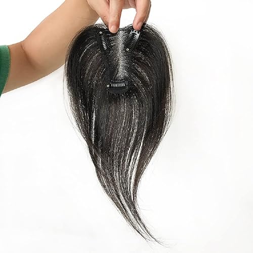 Miniatura 3 de Toppers de cabello humano real de 2.8x3.9 in para mujer, clips finos en encaje suizo para cubrir cabello calvo o blanco, 10 pulgadas (10 pulgadas,