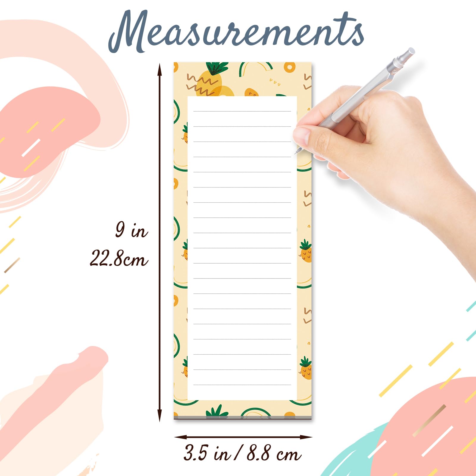 Grocery List Magnet Pad for Fridge 6-Pack Magnetic Note Pads Lists, 60 Sheets Per Pad, 6 Cute Fruit Designs - Image 4