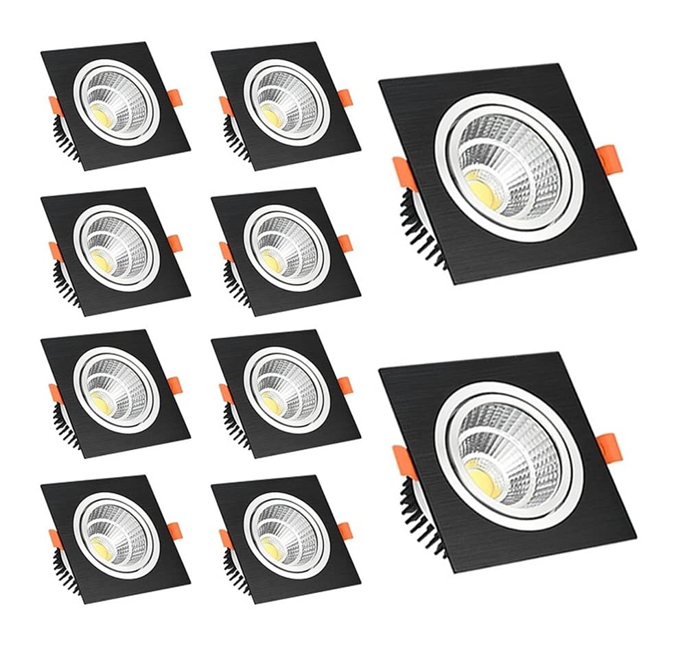 Faretti da soffitto Quadrati a LED da Incasso a soffitto 5W 7W 9W dimmerabili, Illuminazione da soffitto per Interni (10 Pezzi) - 5W dimmerabili - Bianco Freddo