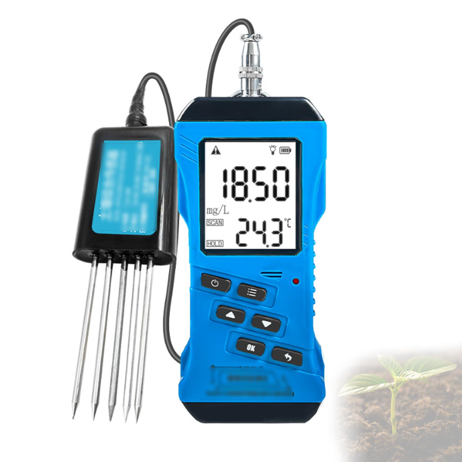 Probador digital de suelo 7 en 1, NPK, pH, humedad, medidor EC para un crecimiento óptimo de plantas, césped, granja, plantas de interior/exterior