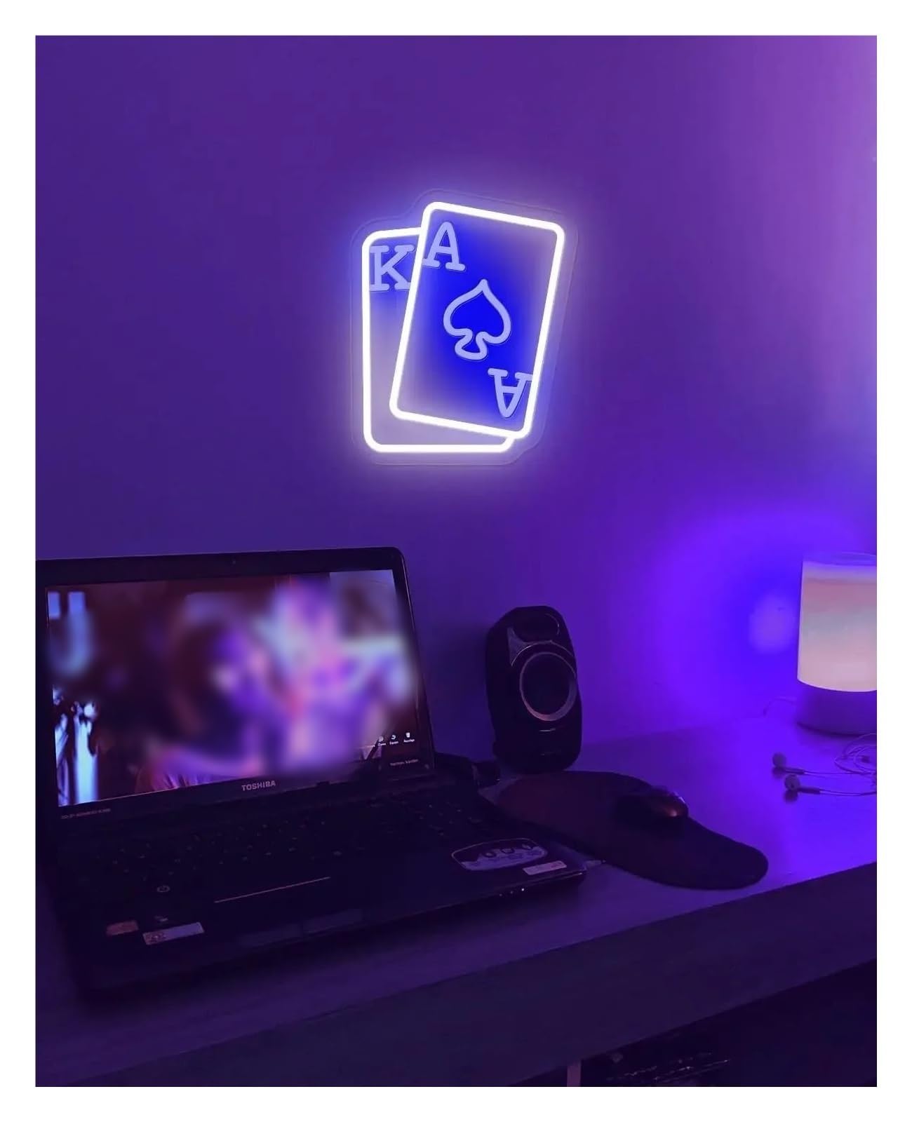 Insegna luminosa al neon Poker blu per insegna al per neon LED per per per decorazione da parete con per usb dimmerabile per per 33x27cm