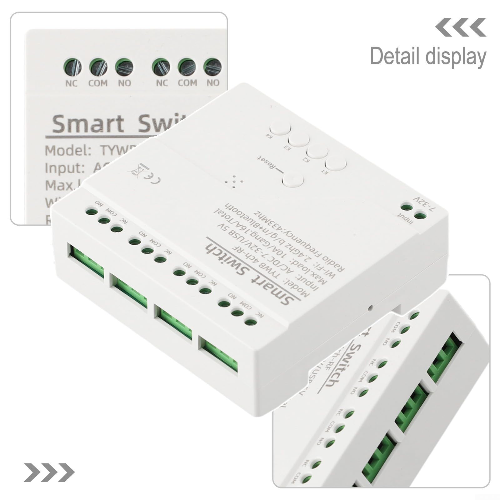 Smart 4CH WiFi RF Relais Modulschalter für Tuya Smart LIFEs, DC 5–32 V AC 85–250 V, Inching selbstsichernde Steuerung, kompatibel mit Google Home Voice (4 CH DC 5–32 V mit Gehäuse)