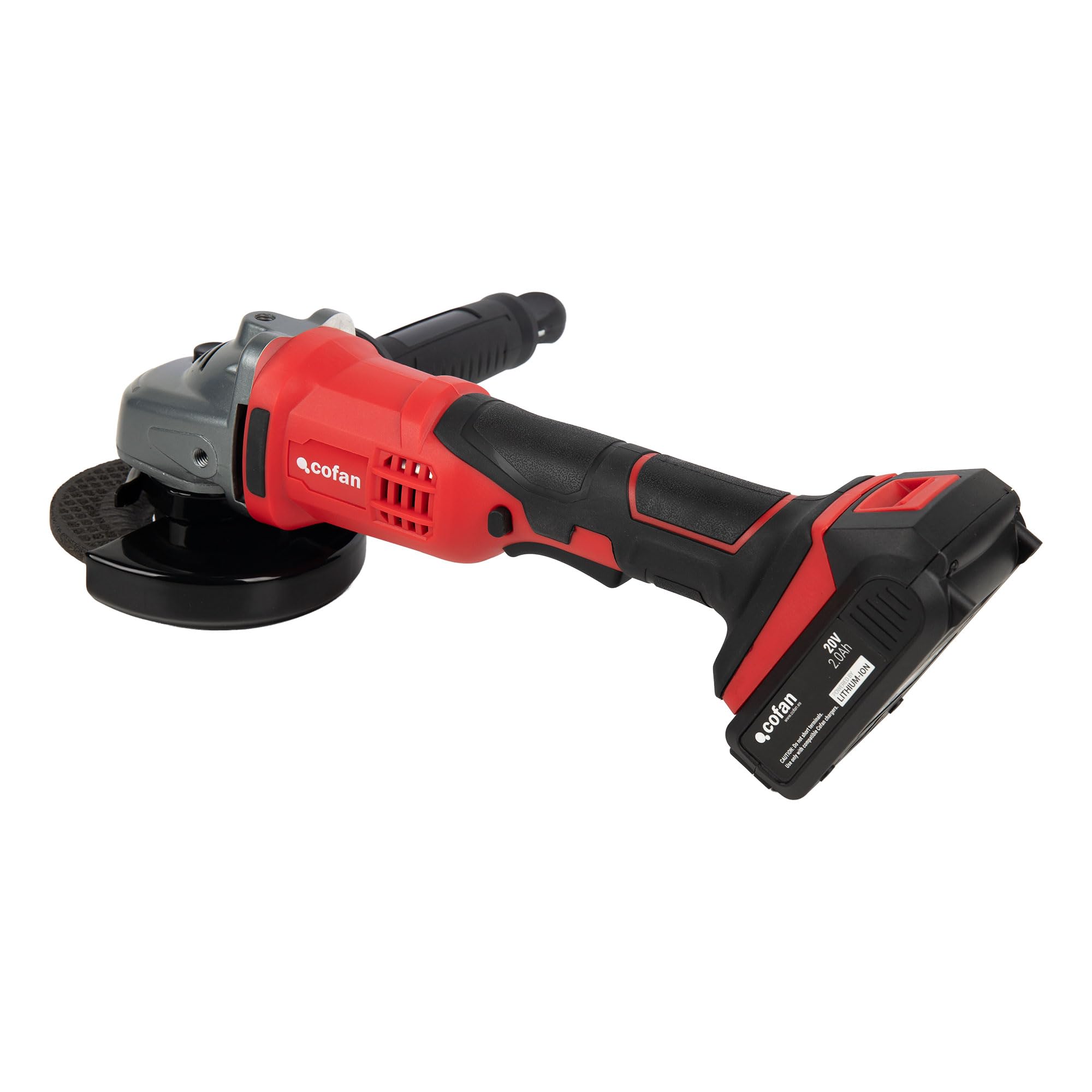 Cofan Amoladora a batería | Batería Li-ion de 20 V + Cargador incluidos | Apta para discos de ø115mm