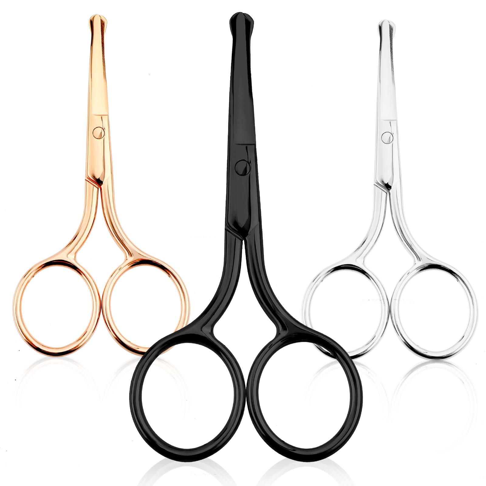 WLLHYF 3 Packs Nose Hair Scissors Rounded Tip Eyebrow Mustache Ear Hair Grooming Trimming Stainless Steel Professional Small Beard Nail Cuticle Eyelashes Beauty Scissors for Men Women