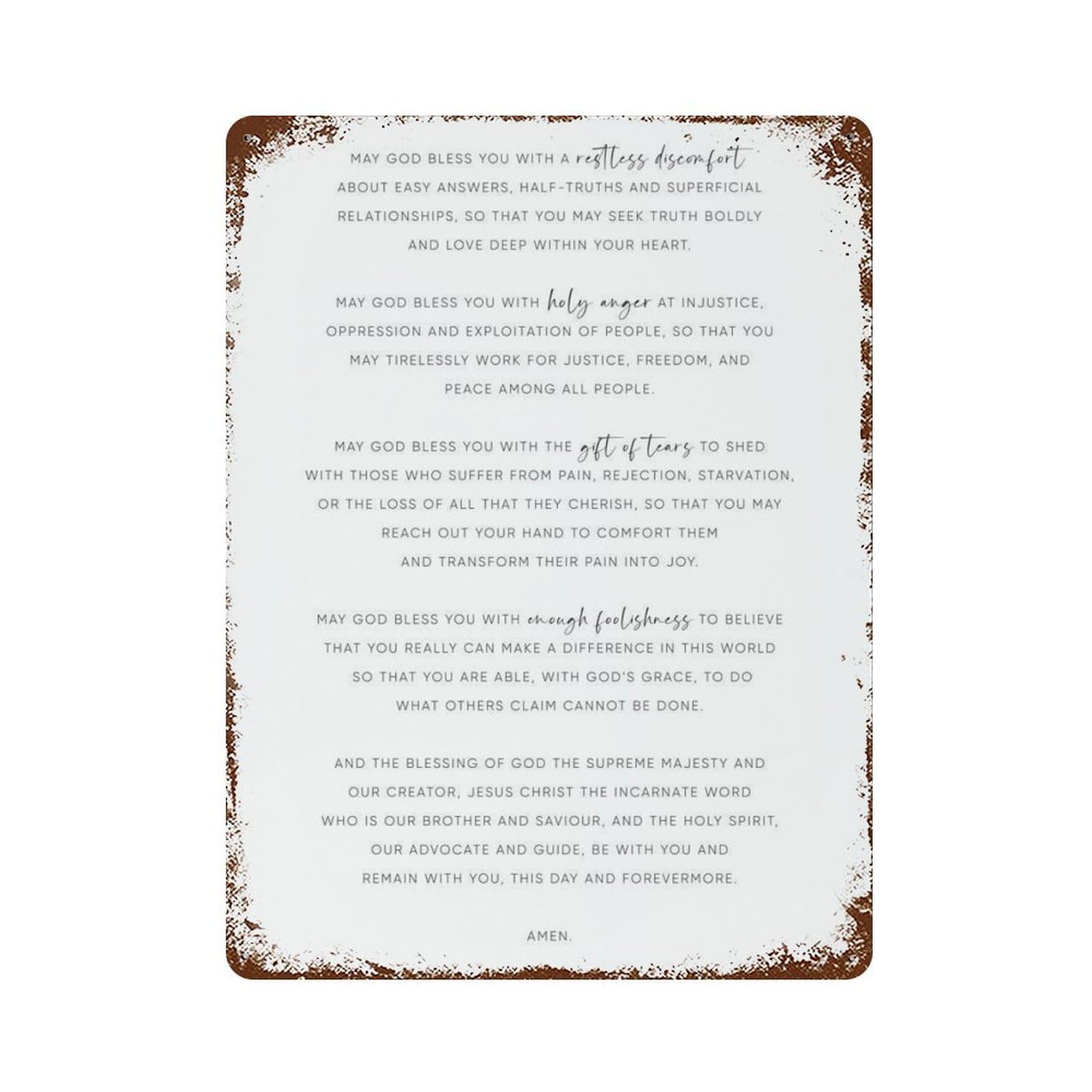 xiaoxiaoshen Franciscan Blessing, Christian, Prints, Bible Verse, Catholic, Wall Decor Art Metal Tin Poster Modern Home Decor Art Home Bar Shop Decorations Vintage Sign 40x30cm