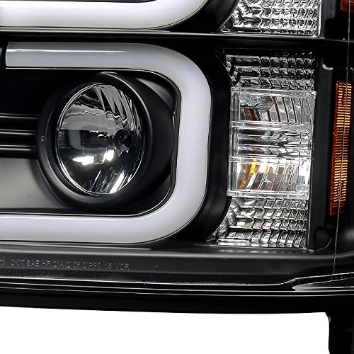 AKKON - For 2015-2019 Chevy Silverado Heavy Duty Black Dual LED DRL Projector Replacement Headlights Lamp
