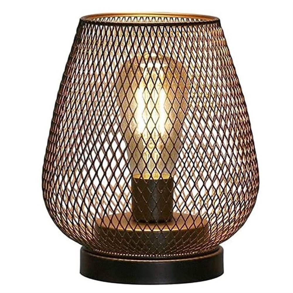 KISAD Modern Metal Cage Table Lamp Battery Powered, Cordless Accent Desk Light Apply to Bedroom Home Weddings Parties Patio Indoors of Lighting Fixtures