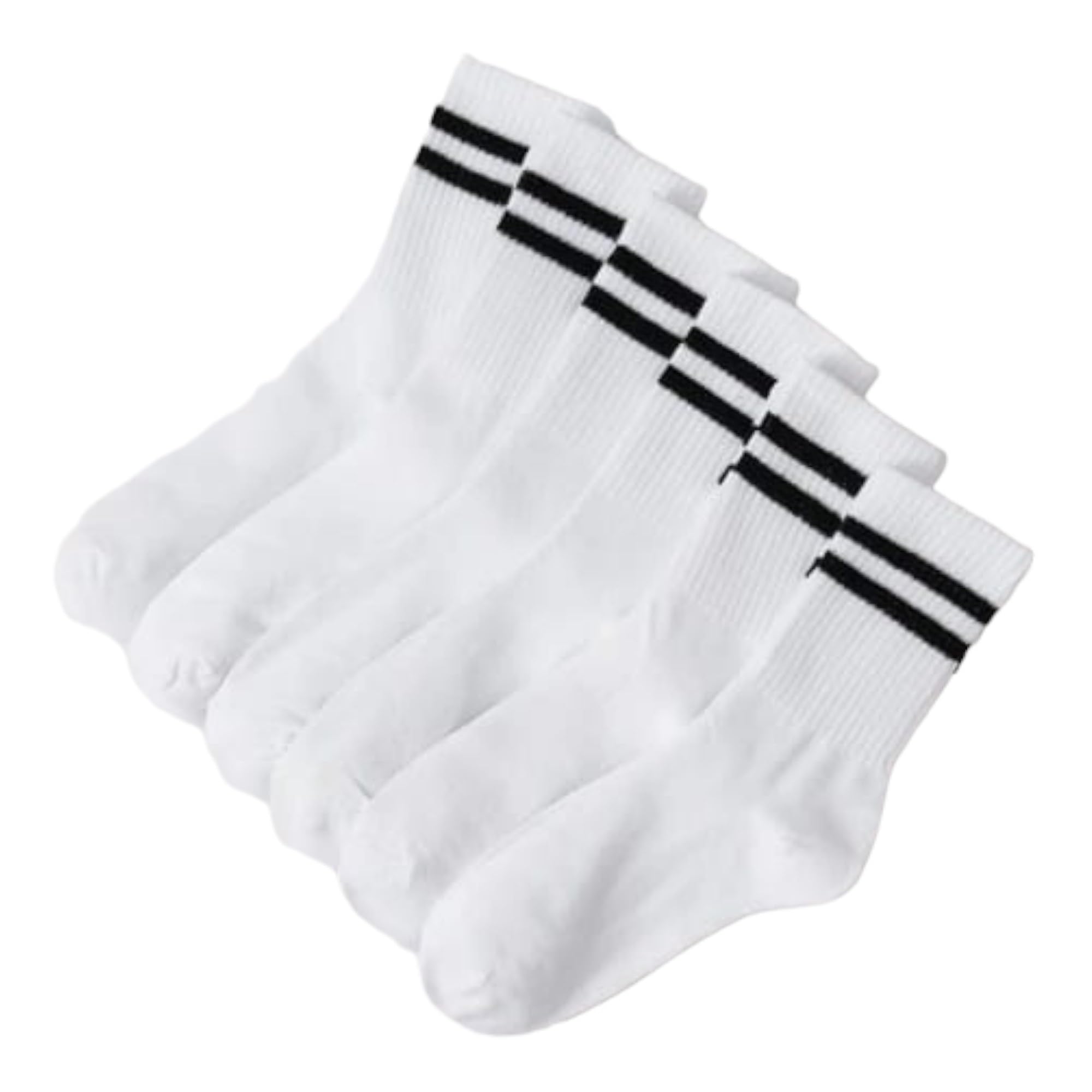 ShopMCR 6 PairsLadies Socks Sports Gym Leisure Crop Socks, Stretchy Breathable Ankle Cotton Liners stripes Socks Multipack for Girl, Women (UK 4-6, 6P White)