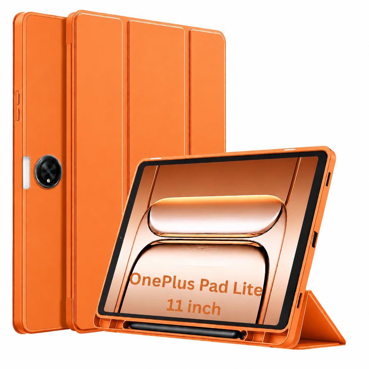for OnePlus Pad Lite 11" Case Cover, Slim Lightweight Protective Flip Stand Cover, with Pen Holder and Auto Wake/Sleep, Shockproof PU Leather Case for OnePlus Lite 11 inch Tablet (Orange)-image-36