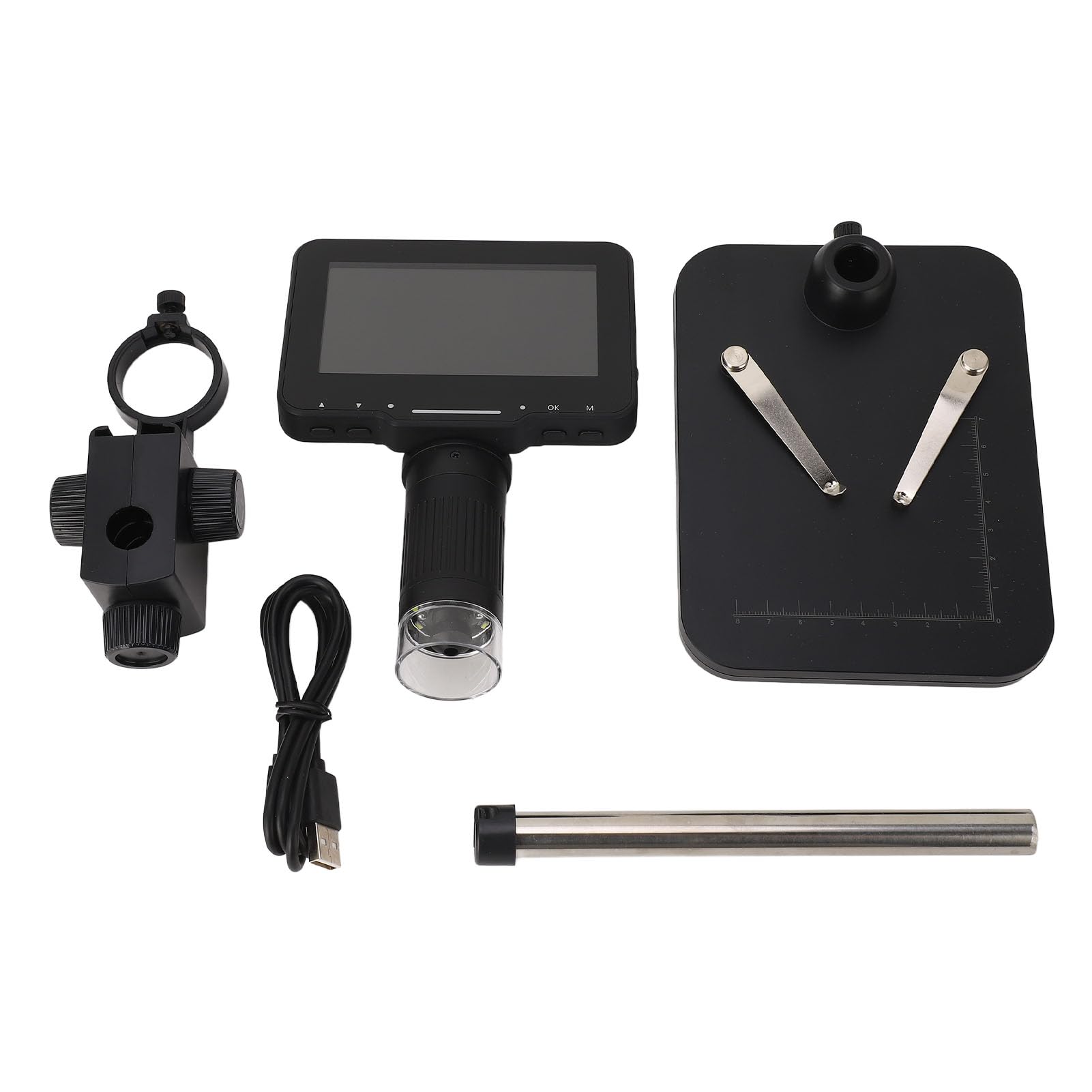 FTVOGUE Digitalmikroskop, ABS-USB-Digitalmikroskop mit 4,3-Zoll-IPS-Bildschirm, 1000-facher Vergrößerung, 8 Einstellbaren LEDs, Foto-Videoaufzeichnung für die Industrielle Inspektion von Münzen