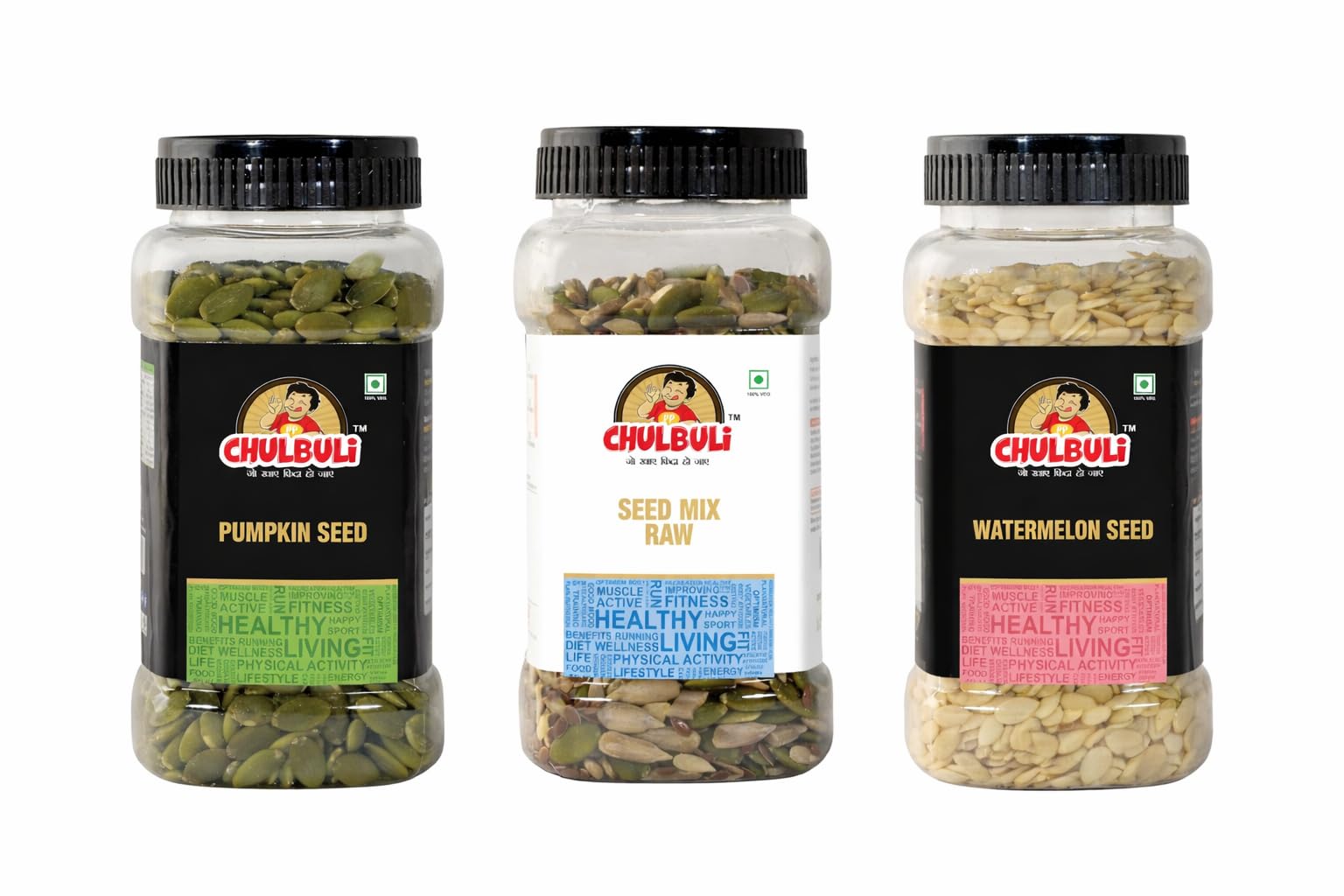 PP Chulbuli Roasted Pumpkin Seeds Seed Mix And Watermelon Seeds | Healthy Snack Trio Combo Pack | Daily Food Addition Seed Blend | Crunchy Snack Ingredient For Salad Smoothie Cooking Use | 3x200g Pack