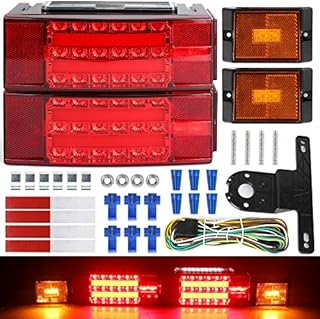 Linkitom New Submersible LED Trailer Light Kit, Super Bright Brake Stop Turn Tail License Lights for Camper Truck RV Boat Snowmobile Over 80