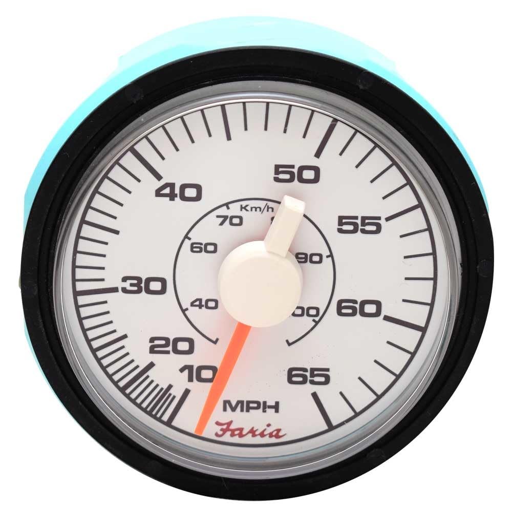 Faria Boat Speedometer Gauge SE9713A | 65 MPH 3 1/4 Inch Black White