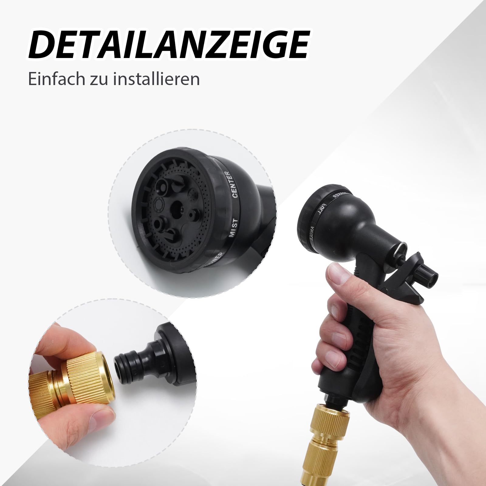Tubo da giardino flessibile da 30 m, tubo da giardino flessibile con 8 funzioni di spruzzo, tra cui collegamenti rapidi, custodia e supporto da parete