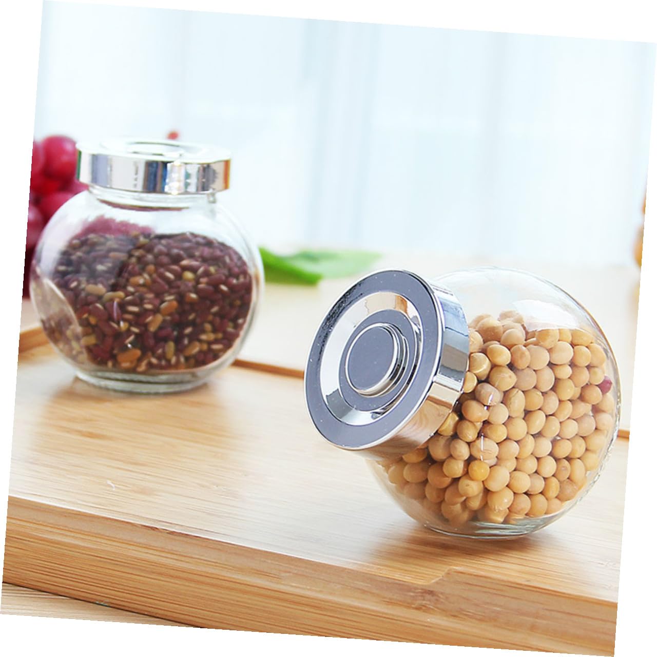 8 pezzi Barattoli in Vetro Trasparente con Coperchio Ermetico Contenitori Alimentari Resistenti e Portatili per Cucina Organizer per Zucchero Spezie e Snack Design Unico e