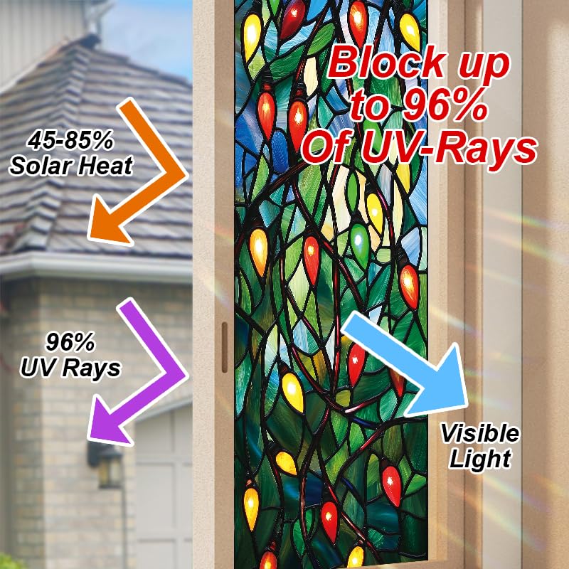 Vinilo Decorativo para Ventana 17.7x39.3 pulgadas Luces Navidad miniatura 4