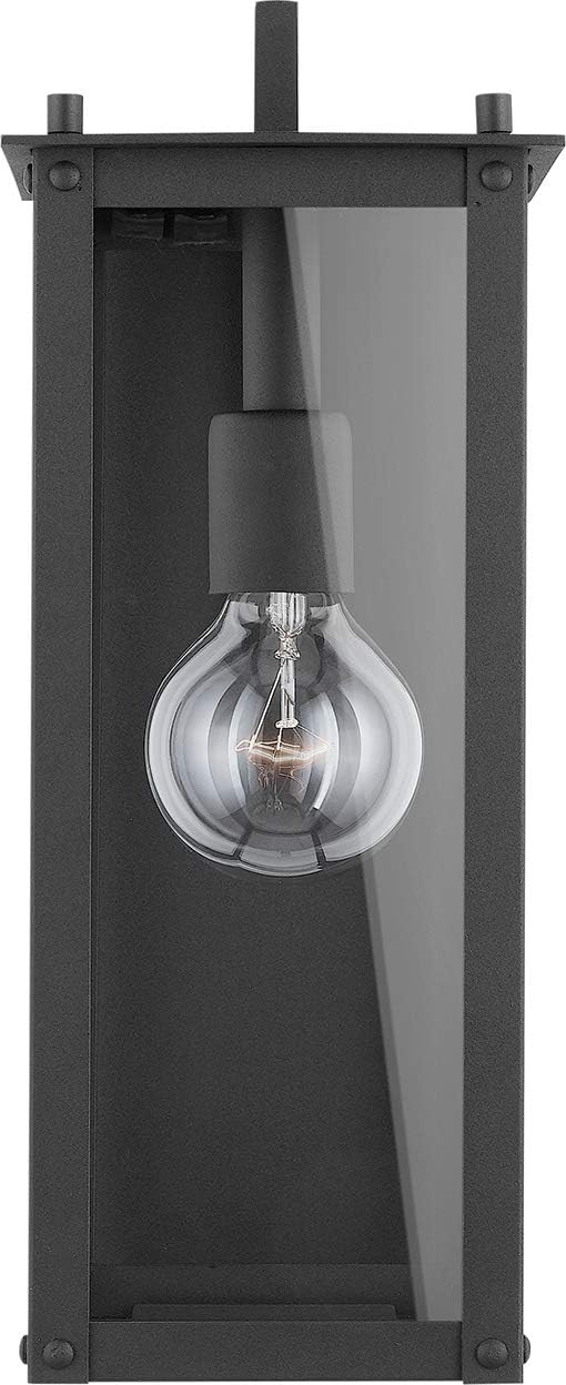 Capital Lighting 934612BK Hunt Urban/Industrial Clear Glass Rectangular Outdoor Wall Lantern, 1-Light 100 Watt, 21" H x 8" W, Black