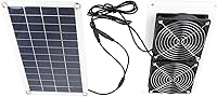 Vista 6 de Kit de ventilador de panel solar, kit de ventilador doble, ventilador solar ambiental para mascotas, energía solar, portátil, para gallineros
