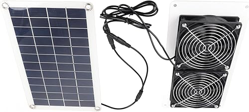 Miniatura 6 de Kit de ventilador de panel solar, kit de ventilador doble, ventilador solar ambiental para mascotas, energía solar, portátil, para gallineros,