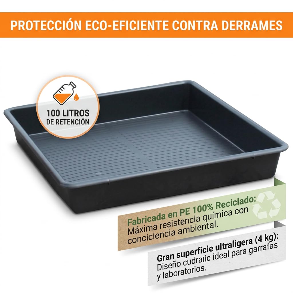 Bandeja Retención 100L | Antiderrames Polietileno Seguridad