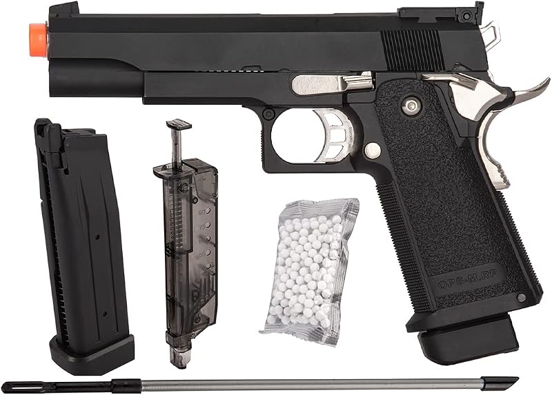 Golden Eagle Steel Airsoft Hand Gun Hi-Capa 1911 Airsoft Pistol with 6mm BBS and Speed Loader