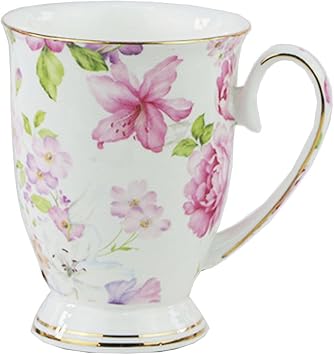 FlorisHome Fine Bone China Flower Coffee Mug Tea Cup 11 oz 330 ml