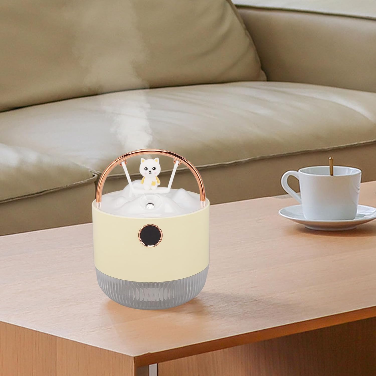 Domésticos Humidificador pequeño Escritorio luz Nocturna Gran Capacidad USB Creativo silencioso atomizado portátil(Giallo)